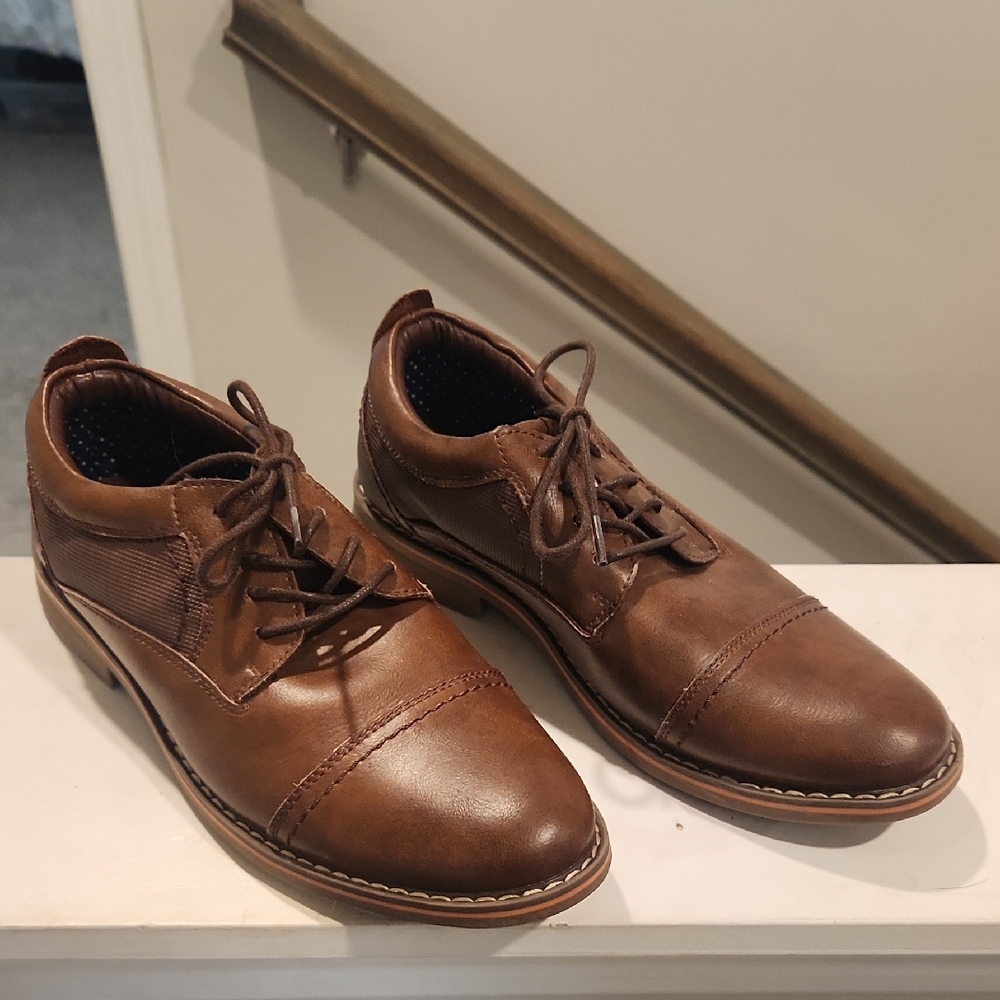 Men's or Kids Brown Leather Oxford Shoes